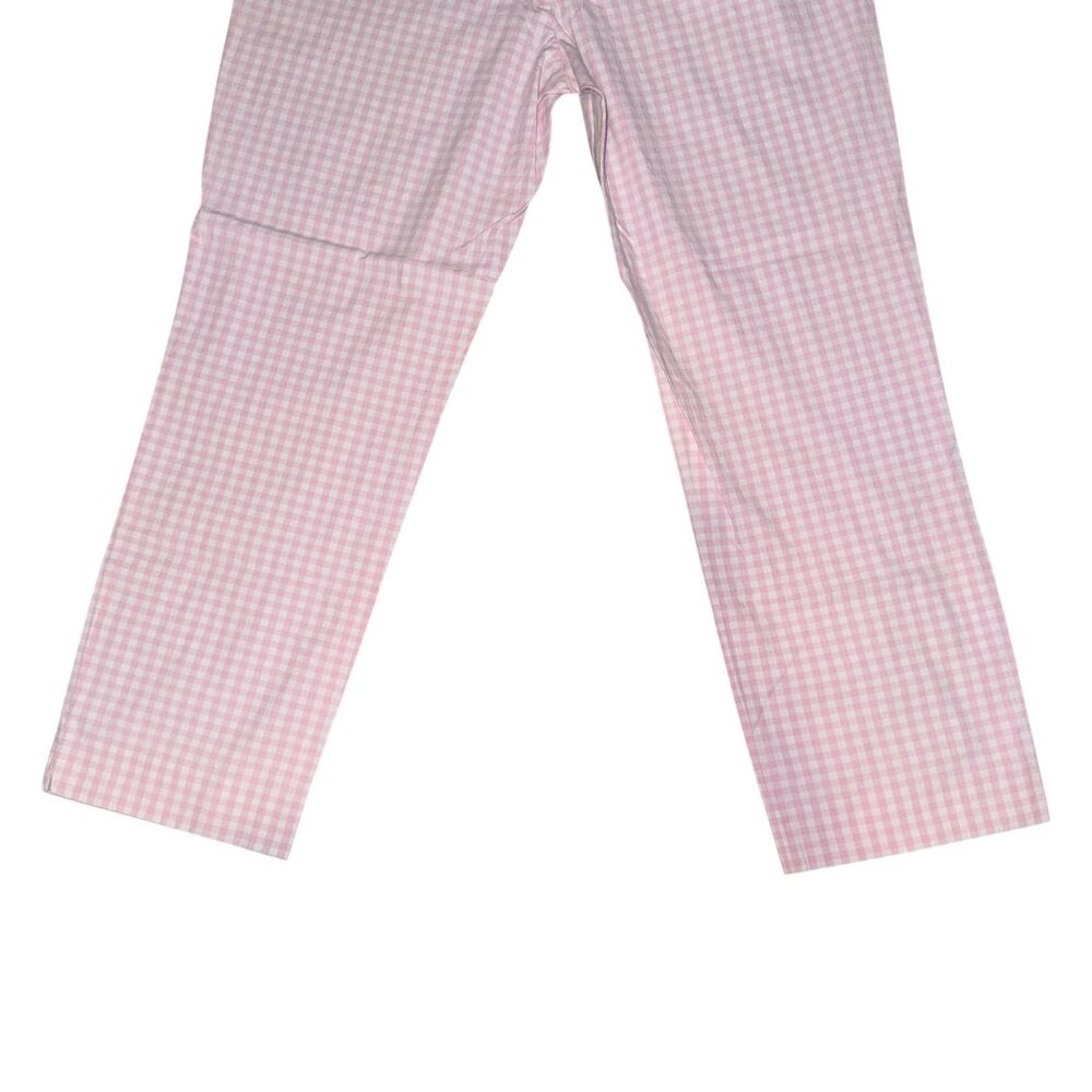 Lauren Ralph Lauren Straight Leg Pants Womens 10 Pink White Checkered Check - Picture 7 of 8